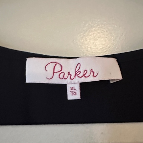 PARKER | Silk Dark Blue Ruffle Short Sleeve Blouse - Picture 4 of 11